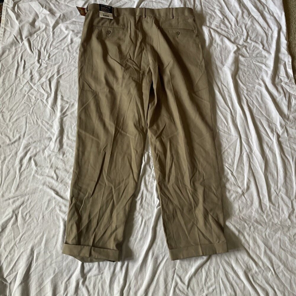 Mens Repreve Sustainable Pleated Khaki Trousers With Cuffed Hem & Belt Loops